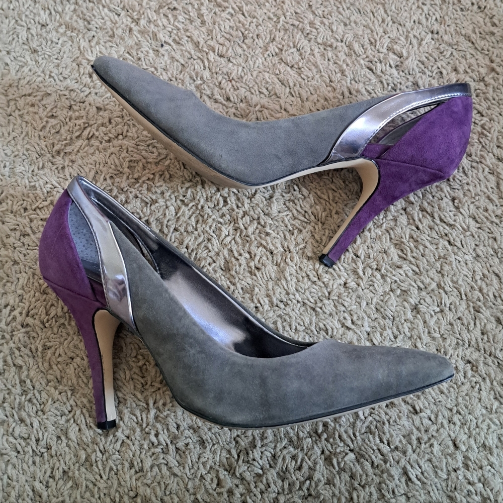 Calvin Klien Suede Pumps High Heels Pueple & Gray
